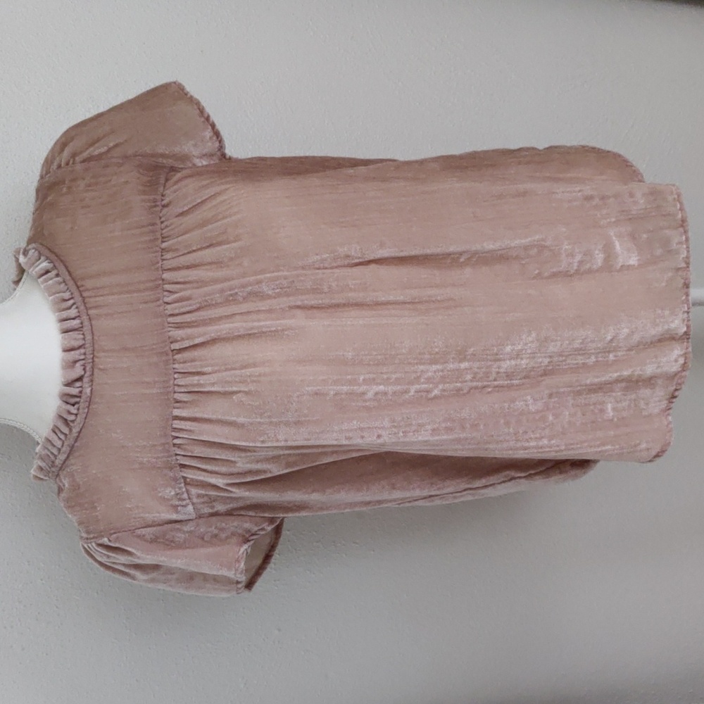 Pink Velvet Ruffle flutter top